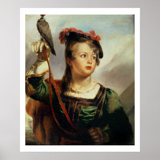Der junge Falconer, 1835 (Öl auf Tafel) Poster (Vorne)