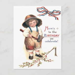 Der junge George Washington fällt den Kirschbaum Postkarte