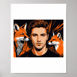 Der junge Junge und der orange Fuchs Aufkleber  Poster