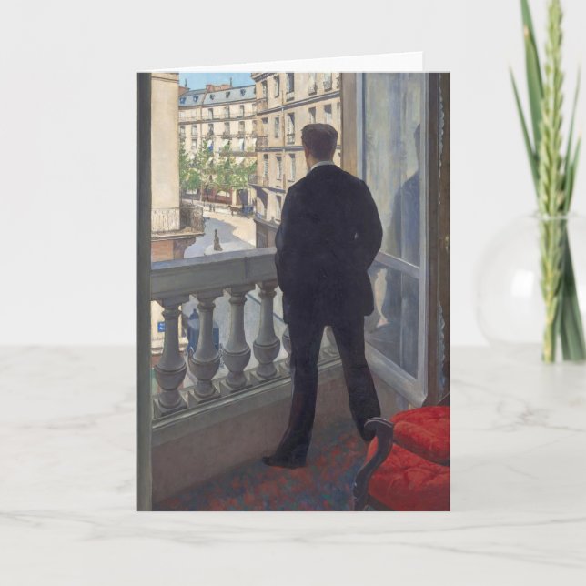 Der junge Mann an seinem Fenster von Gustave Caill Karte (Vorderseite)
