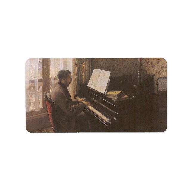 Der junge Mann spielt Klavier von Gustave Caillebo Adressaufkleber (Vorne)