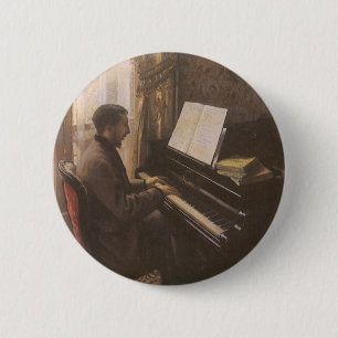 Der junge Mann spielt Klavier von Gustave Caillebo Button