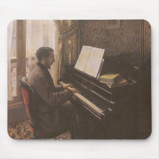 Der junge Mann spielt Klavier von Gustave Caillebo Mousepad (Vorne)