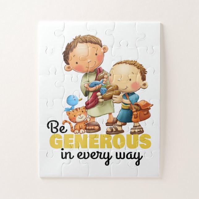 Der Junge mit 5 Lieben und 2 Fischen Kinderpuzzle Puzzle (Vertikal)