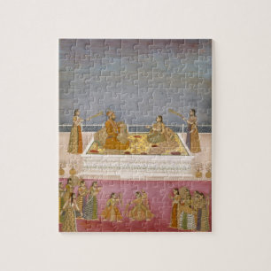 Der junge Mughal Kaiser Mohammed Shah an einem Puzzle