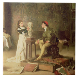 Der junge Sculptress (Öl auf Leinwand) Fliese