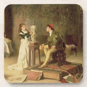 Der junge Sculptress (Öl auf Leinwand) Getränkeuntersetzer