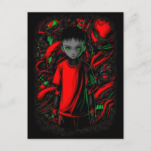 Der Junge und die Maschinen Postkarte