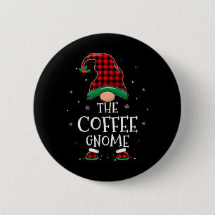 Der Kaffee-Gnom Xmas-Familie passende karierte Chr Button