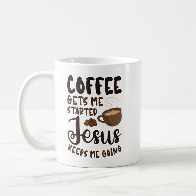 Der Kaffee wird mir Behalten, dass Jesus mich Caff Kaffeetasse (Links)