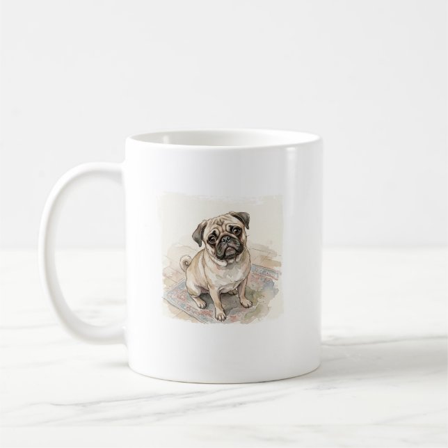 Der kaiserliche Bettler: Wasserfarben-Pug Kaffeetasse (Links)