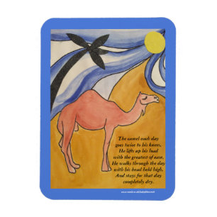 Der Kamelgedichtmagnet (blau) Magnet