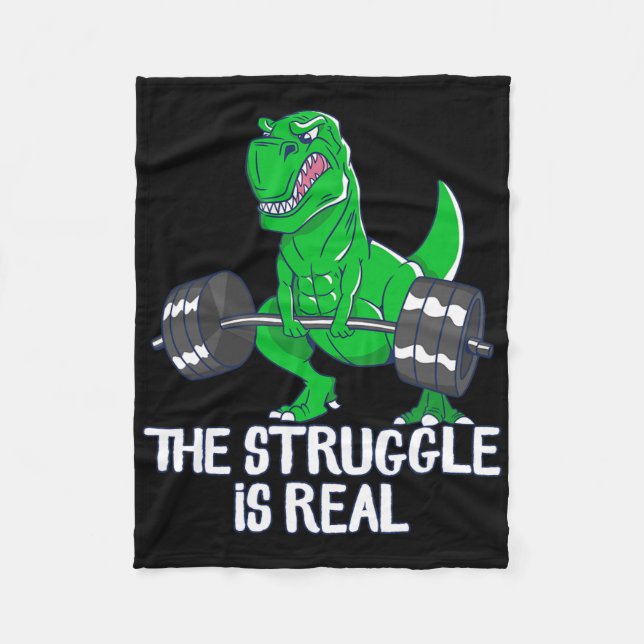 Der Kampf ist echt lustig T-Rex Fitnessstudio Work Fleecedecke (Vorderseite)