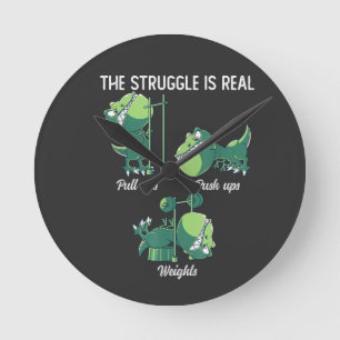 Der Kampf ist echt lustiger Dinosaurier T-Rex Fitn Runde Wanduhr