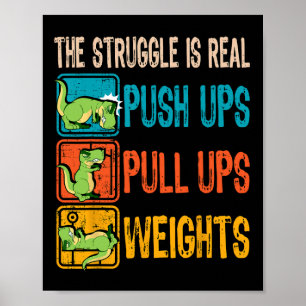Der Kampf ist echt lustiger T-Rex-Gym-Fitnesstrain Poster
