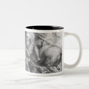 Der Kampf von Anghiari nach Leonardo da Vinci Zweifarbige Tasse