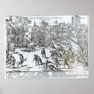 Der Kampf von Courtrai zwischen den Franzosen Poster