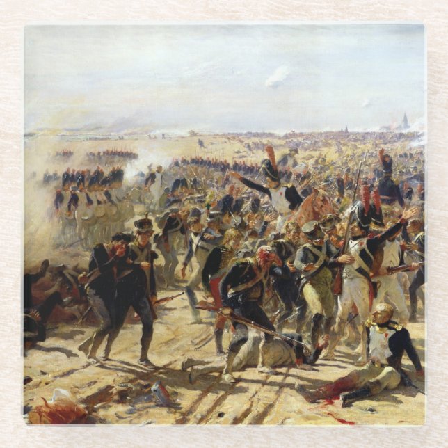 Der Kampf von Essling, im Mai 1809 Glasuntersetzer (Vorderseite)