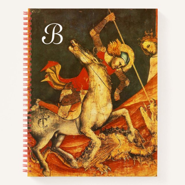 Der Kampf von Saint George mit der Dragon Monogram Notizbuch (Vorderseite)