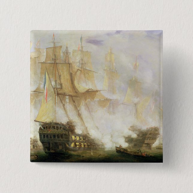 Der Kampf von Trafalgar, c.1841 (Öl auf Leinwand) Button (Vorderseite)