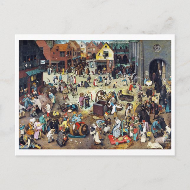 Der Kampf zwischen Karneval und Lent, Bruegel Postkarte (Vorderseite)