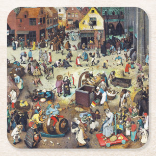 Der Kampf zwischen Karneval und Lent, Bruegel Rechteckiger Pappuntersetzer