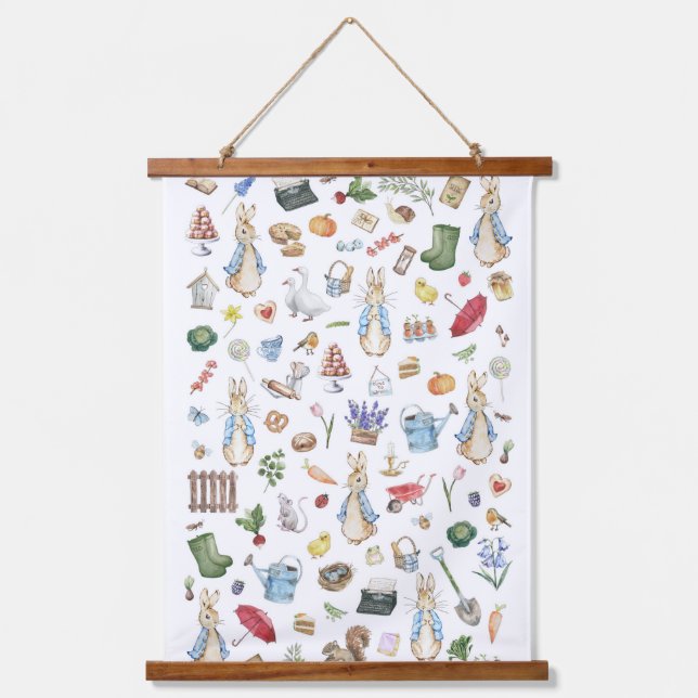 Der Kaninchen Peter Wandteppich Mit Holzrahmen (Vorderseite)