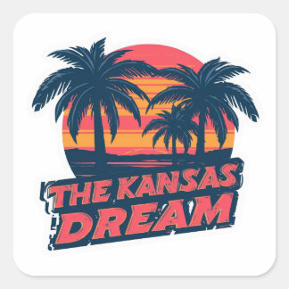 Der Kansas-Traum Amerikanischer Retro-Sommer Quadratischer Aufkleber