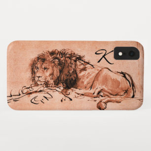 DER KAP LöWE LIEGT, Rosa, Schwarzes Monogramm Case-Mate iPhone Hülle