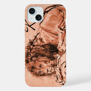 DER KAP LöWE LIEGT, Rosa, Schwarzes Monogramm iPhone 15 Plus Hülle