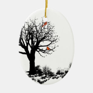 Der Kardinals-Baum Keramik Ornament
