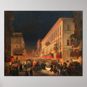 Der Karneval in Rom, das Fest der Moccoletti Poster