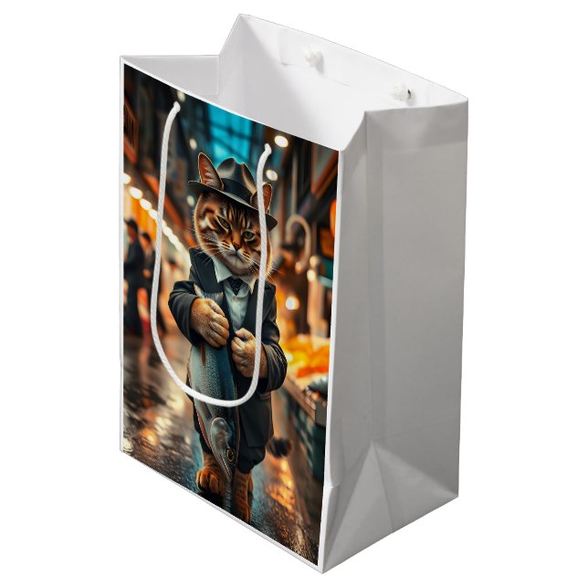 Der Katzenpate's Fang Mittlere Geschenktüte (Vorderseite Schrägansicht)