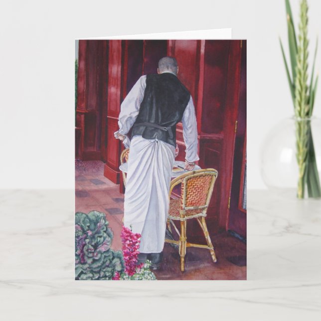 Der Kellner an Bouchon Restaurant Karte (Vorderseite)