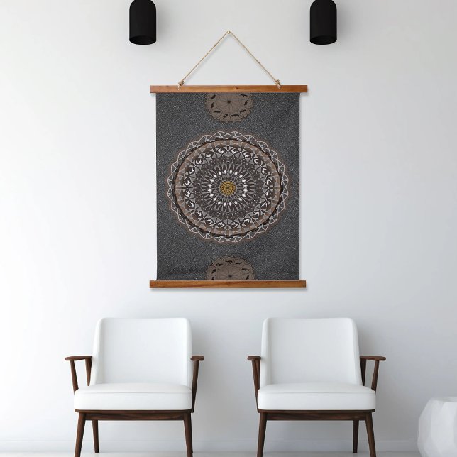 Der Khaki Crocodylus porosus mandala art Wandteppich Mit Holzrahmen (Von Creator hochgeladen)