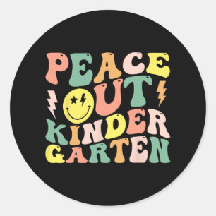 Der Kindergarten Groovy Abschluss am letzten Tag v Runder Aufkleber