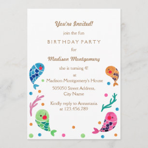 Der Kindergeburtstag der glücklichen Fischmuster Einladung