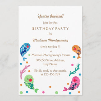 Der Kindergeburtstag der glücklichen Fischmuster Einladung