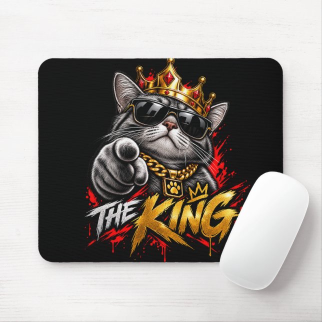 Der King Cool Cat Mit Krone Mauspad (Mit Mouse)