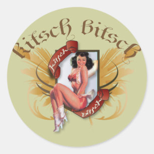 Der Kitsch Bitsch :Kowgirl Kitsch Tattoo Pin-Up Runder Aufkleber