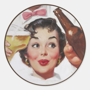 Der Kitsch BItsch : Pin-Up-Porträts Runder Aufkleber