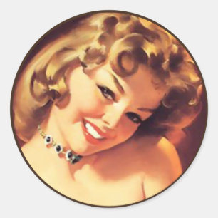 Der Kitsch Bitsch : Pin-Up-Porträts Runder Aufkleber