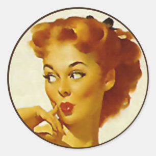Der Kitsch BItsch : Pin-Up-Porträts Runder Aufkleber