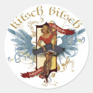 Der Kitsch Bitsch: Tanzende Puppe Tattoo Pin-Up Runder Aufkleber