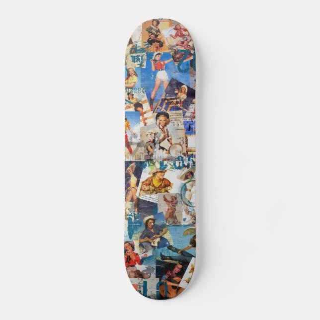 Der Kitsch Bitsch: Zerstörtes Cowgirl Button-UPS Skateboard (Vorderseite)