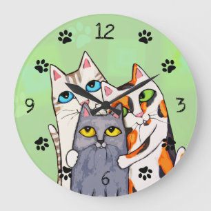 Der Kitty-Wand-Uhr des Katzen-Liebhabers niedliche Große Wanduhr
