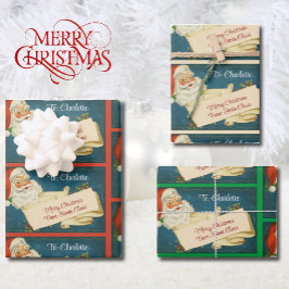 Der klassische Weihnachtsmann, der Name des Kindes Geschenkpapier Set