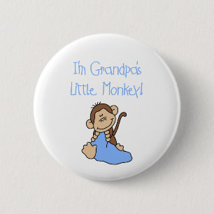 Der kleine Affe des Großvaters - blaue T-Shirts Button