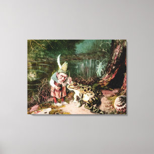 Der kleine alte Mann des Wald-Wandels Vintag Leinwanddruck