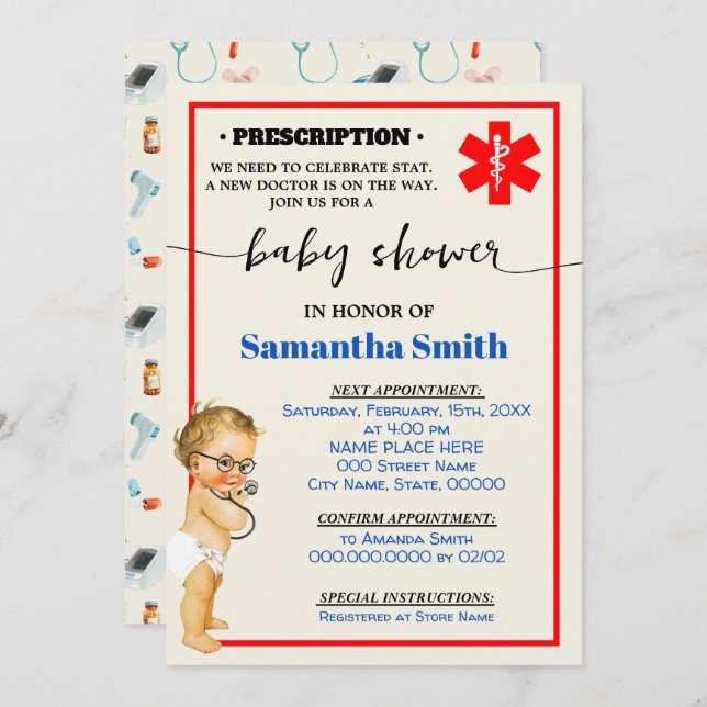 Der kleine Arzt ist auf dem Weg zur medizinischen  Einladung (Vorne/Hinten)